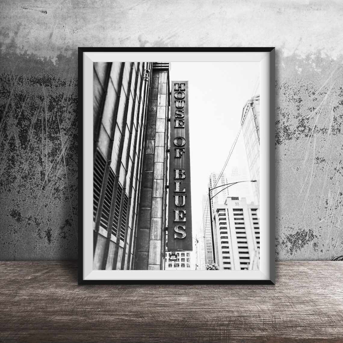 House of Blues Vertical Blue Neon Sign City Street Photography Poster - Image 2