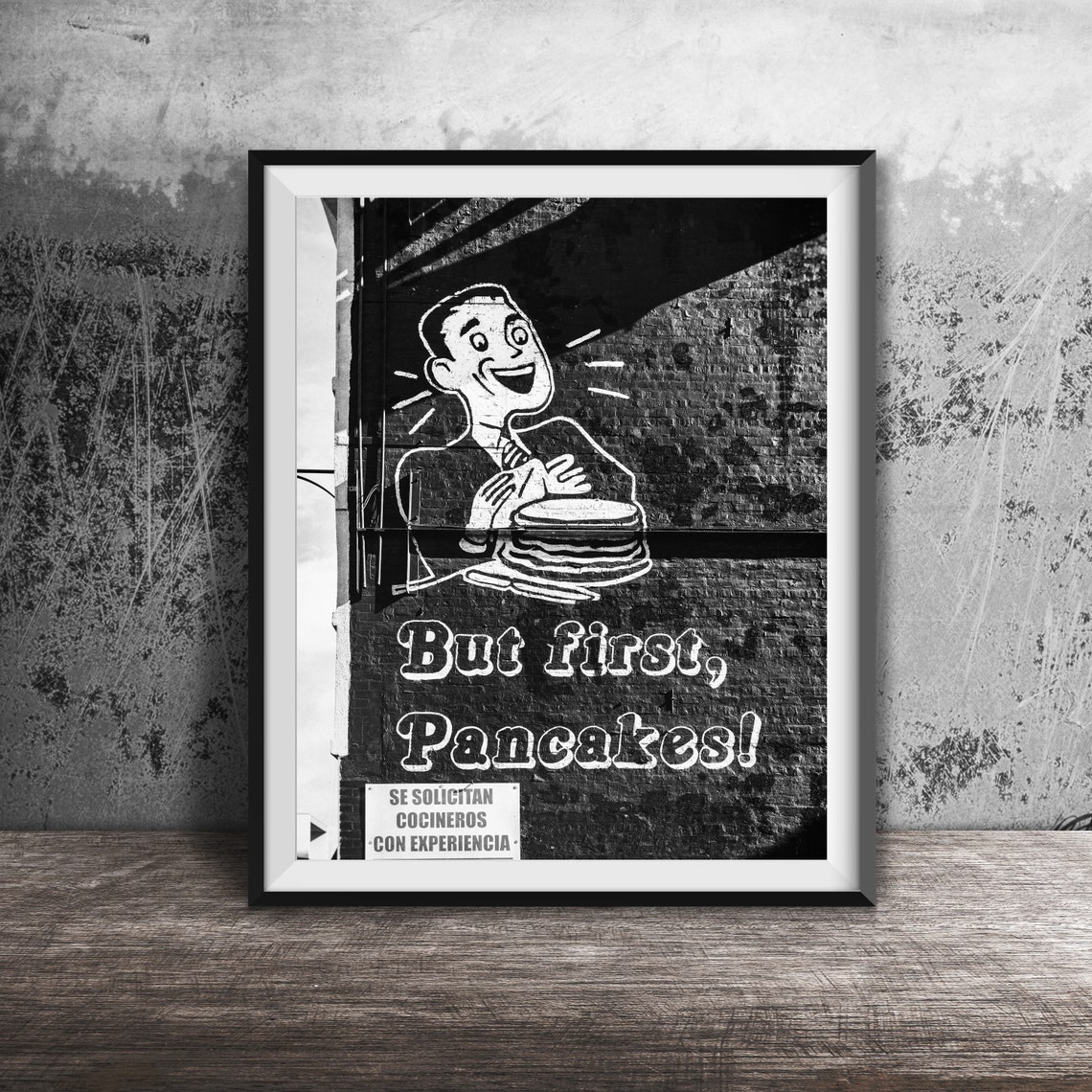But First Pancakes Retro Breakfast Mural Quote Photography Poster - Image 2