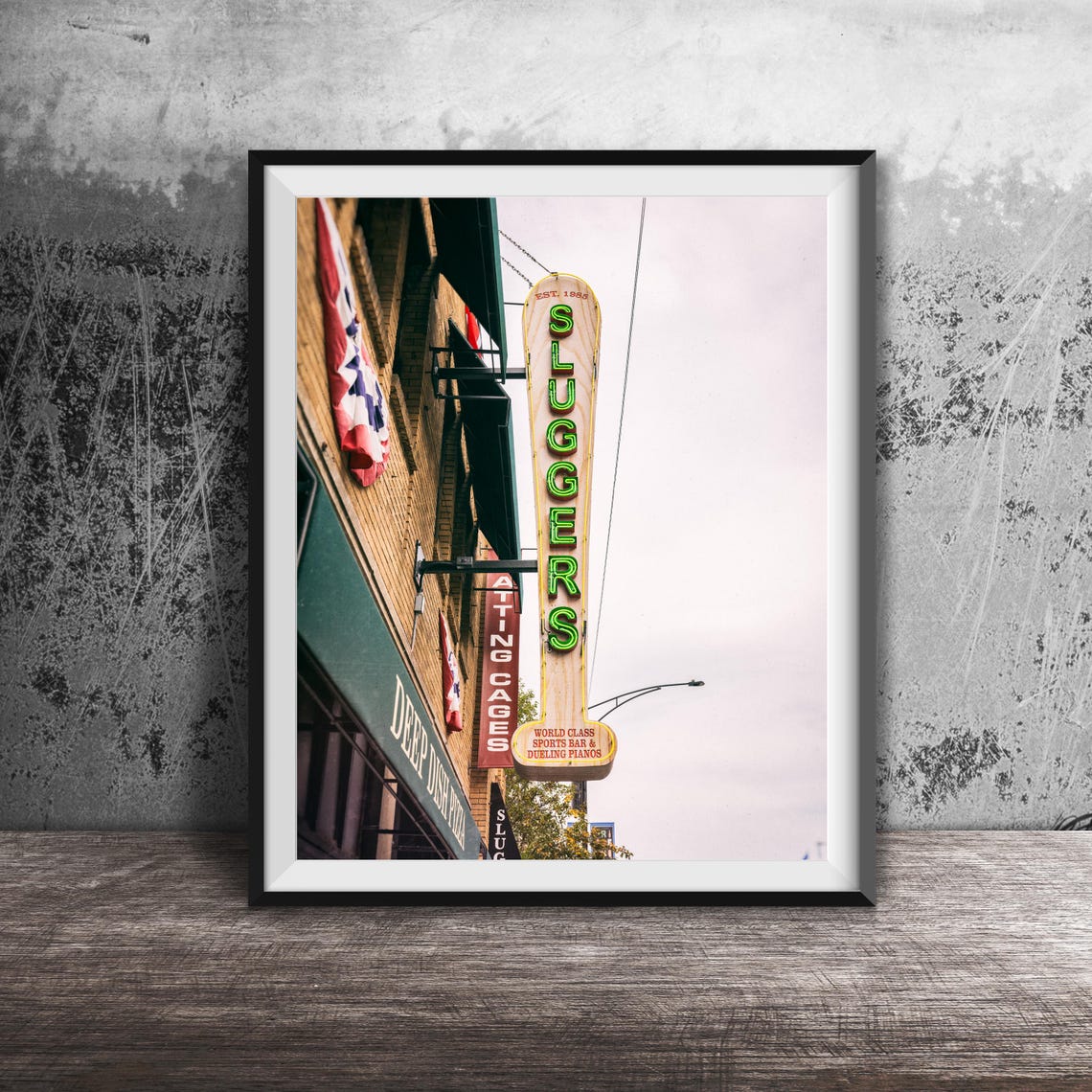 Sluggers Sports Bar Baseball Bat Blade Sign Chicago Lakeview Poster