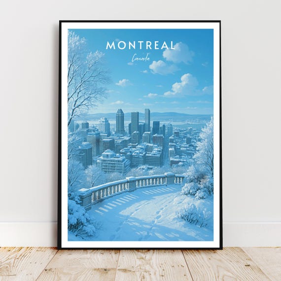 Travel Wall Art Montreal Canada America Skyline Mount Royal Modern Poster Gift Print