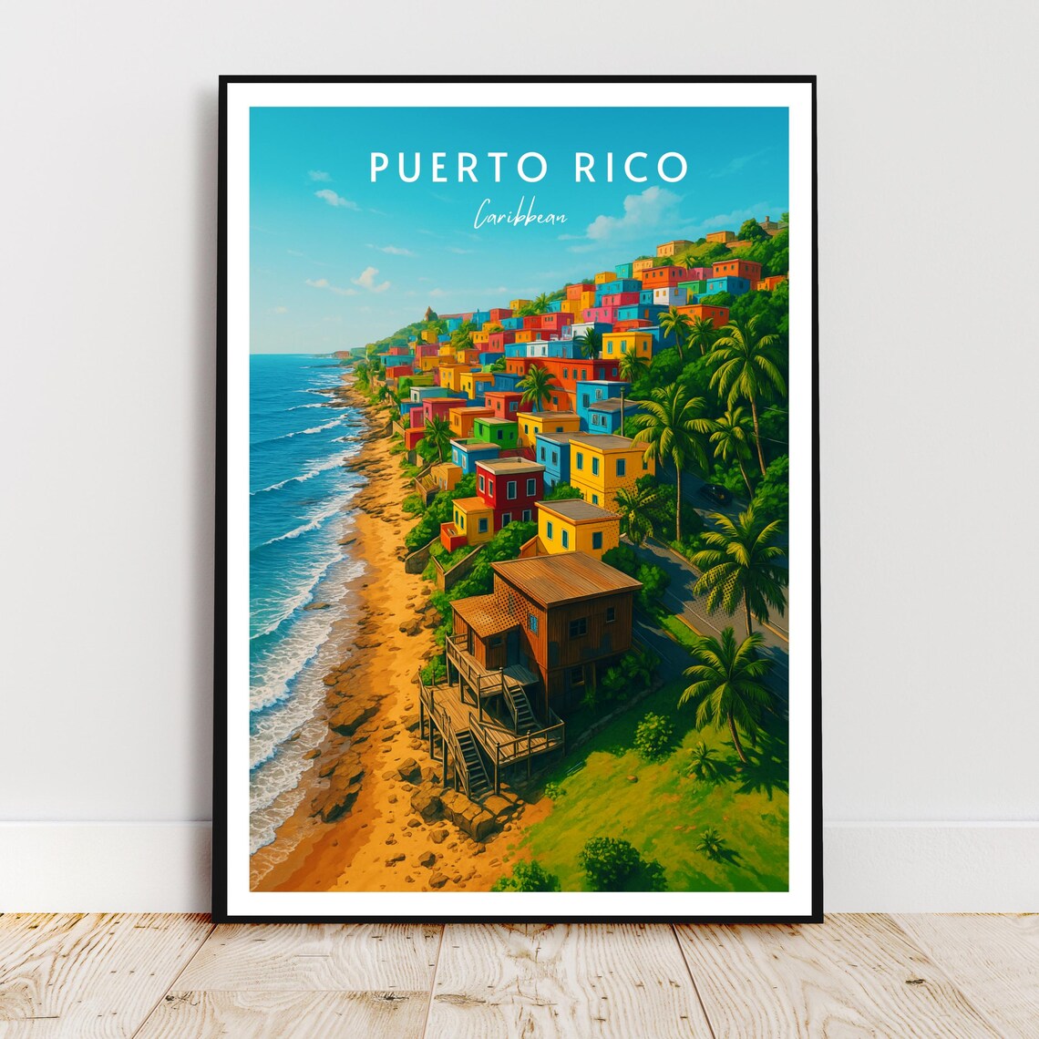 Travel Wall Art Puerto Rico Caribbean Antilles America Usa United States Village Modern Poster Gift Print