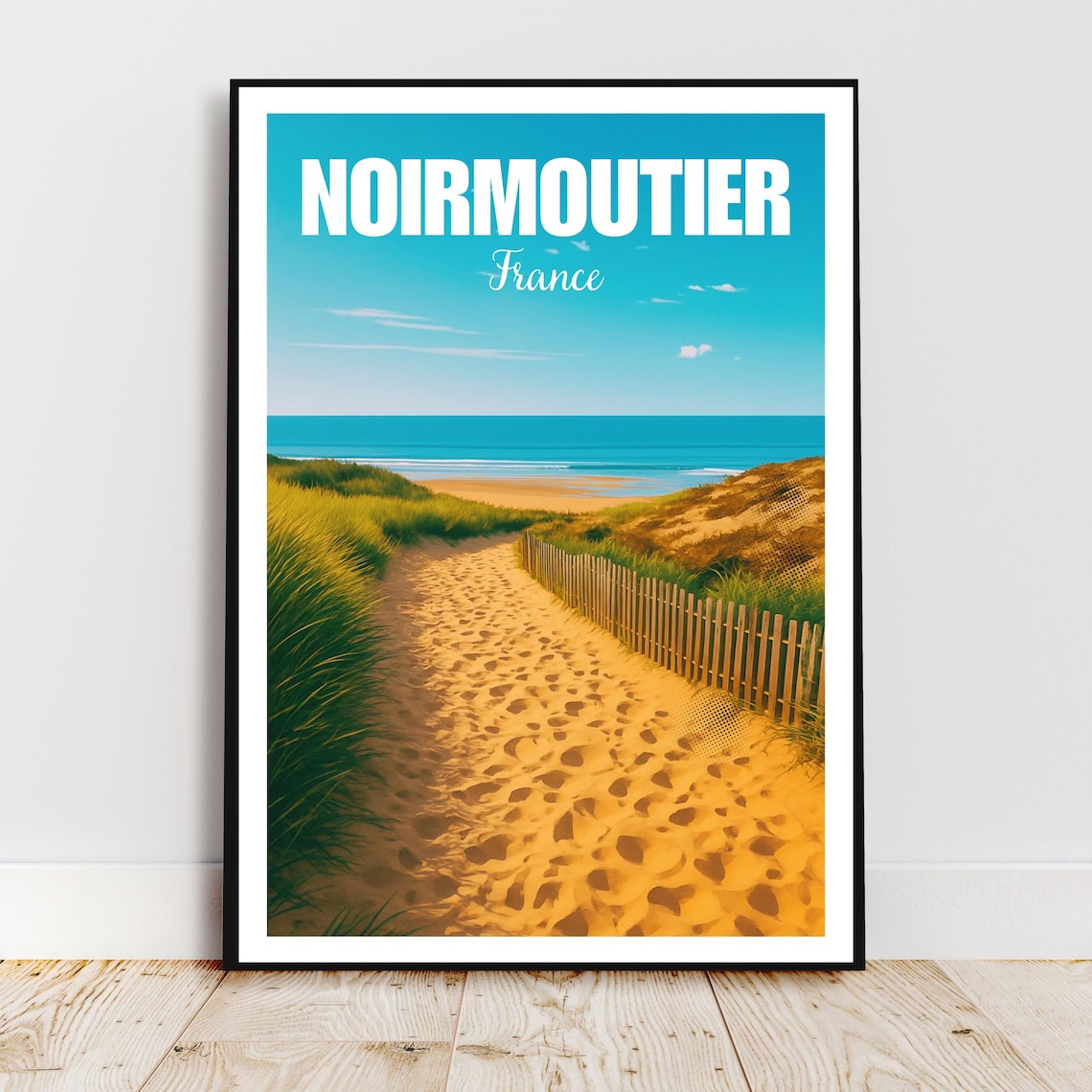 Noirmoutier France Beach Dunes Path Summer Ocean Vintage Travel Poster