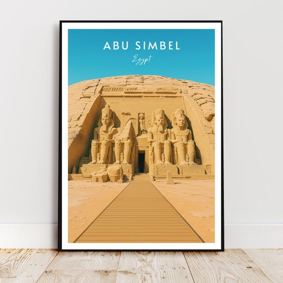 Travel Wall Art Abu Simbel Egypt Africa Temples Nile Unesco Modern Poster Gift Print