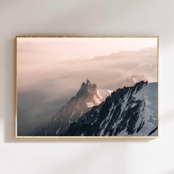 Aiguille Du Midi Wall Art Print Alpine Mountain Photography Chamonix Landscape French Alps Nature Decor For Living Room Bedroom