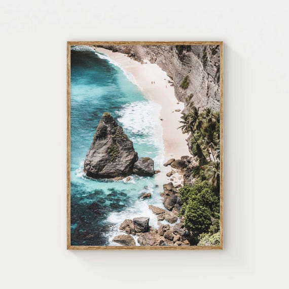 Diamond Beach Print Coastal Tropical Wall Art Turquoise Ocean Photography Bali Beach Decor Nature Adventure Gift Art For New Home