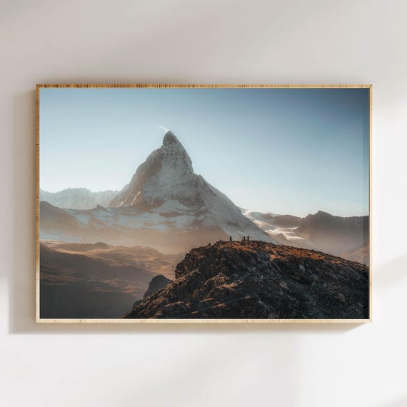 Mountain Bikers At Matterhorn Wall Art Print Swiss Alps Landscape Photography Adventure And Nature Decor Alpine Scene Office Decor