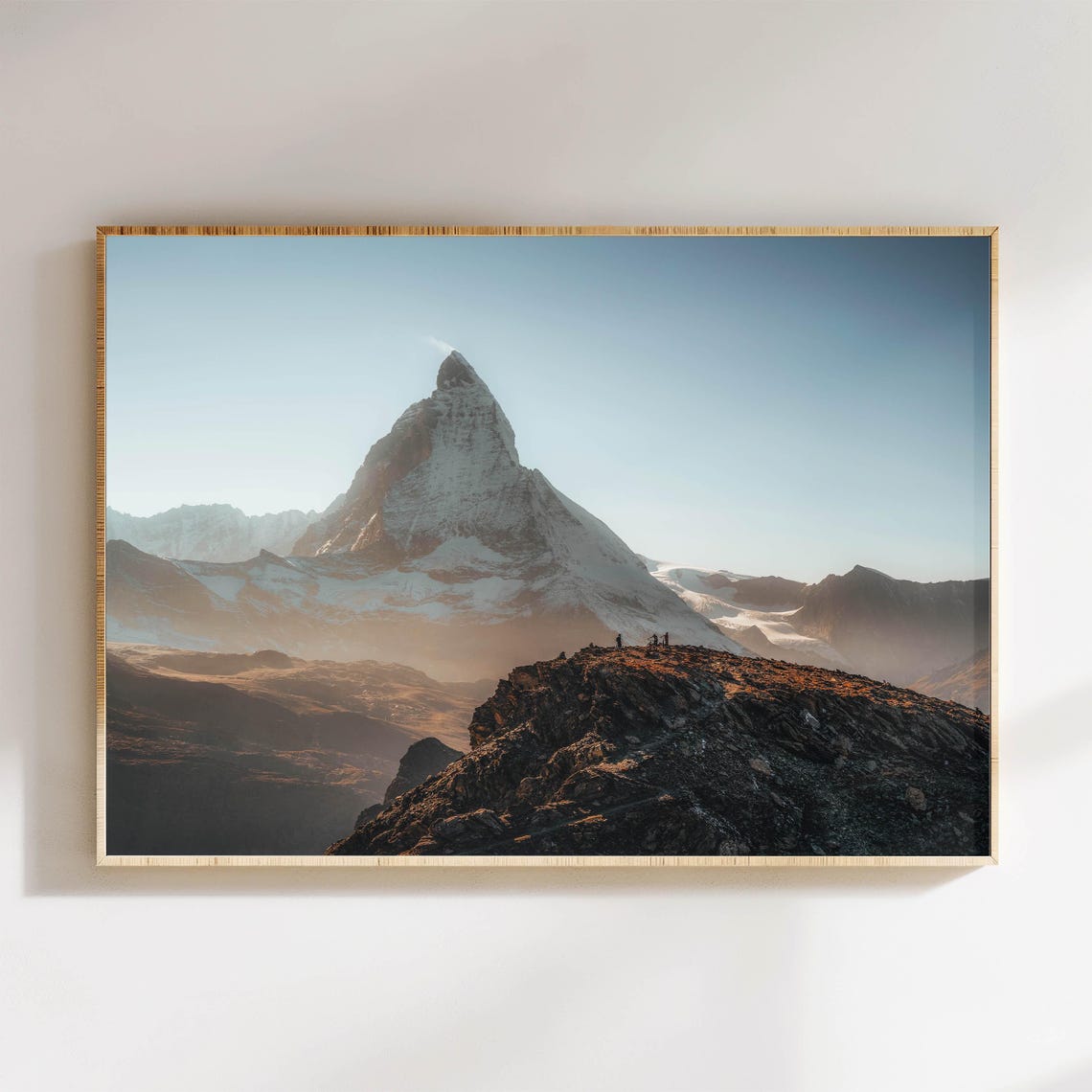 Hikers On Rocky Summit Ridge With Matterhorn Zermatt Alps Poster