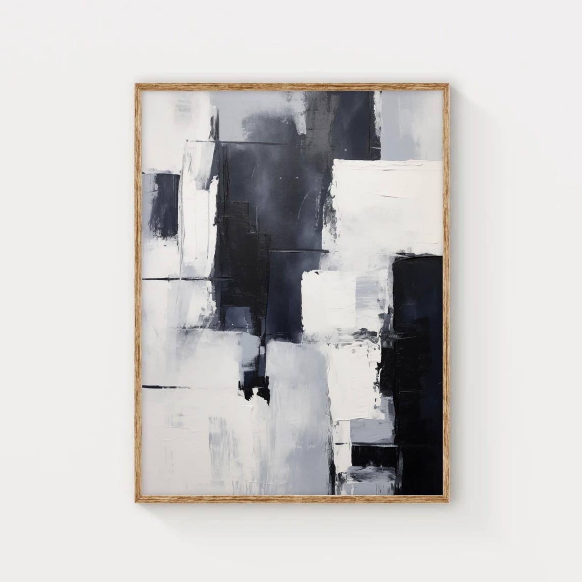 Bold Black and White Abstract Brushstroke Modern Painting Poster