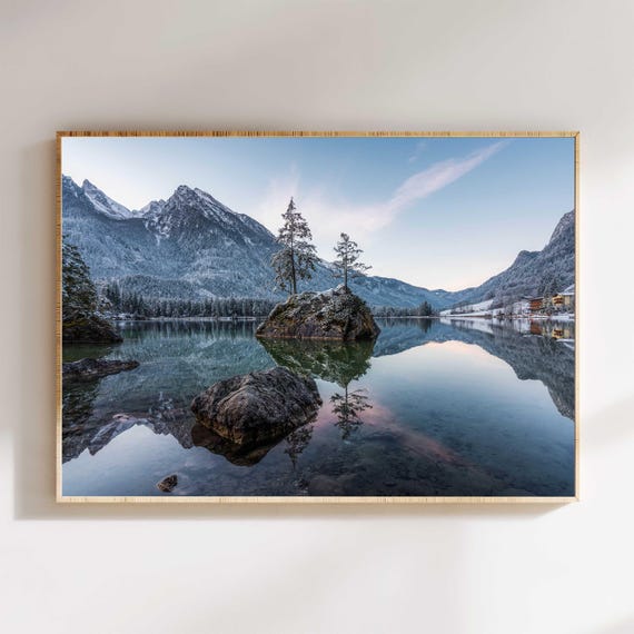 Hintersee Lake Wall Art Print Bavarian Mountain Landscape Photography Nature Reflection Decor Alpine Lake Scene For Home Or Office