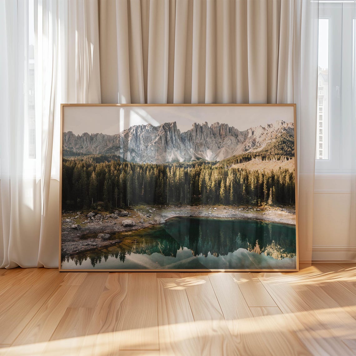 Lago di Carezza Emerald Lake Latemar Forest Reflection Poster - Image 4