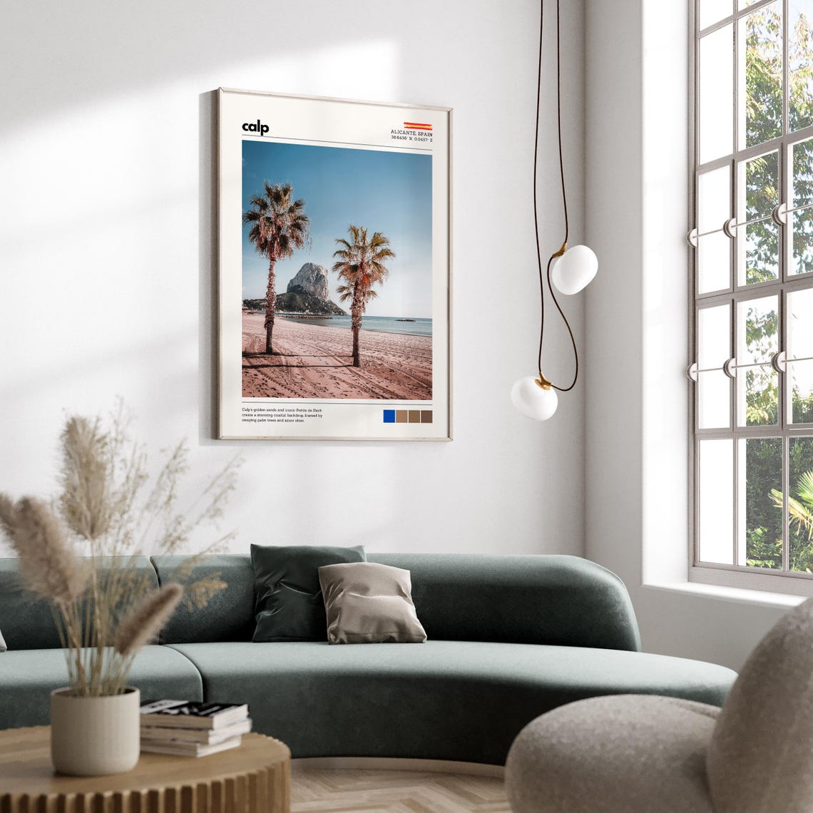 Calp Spain Penon de Ifach Rock Palm Trees Beach Coastal Poster - Image 4