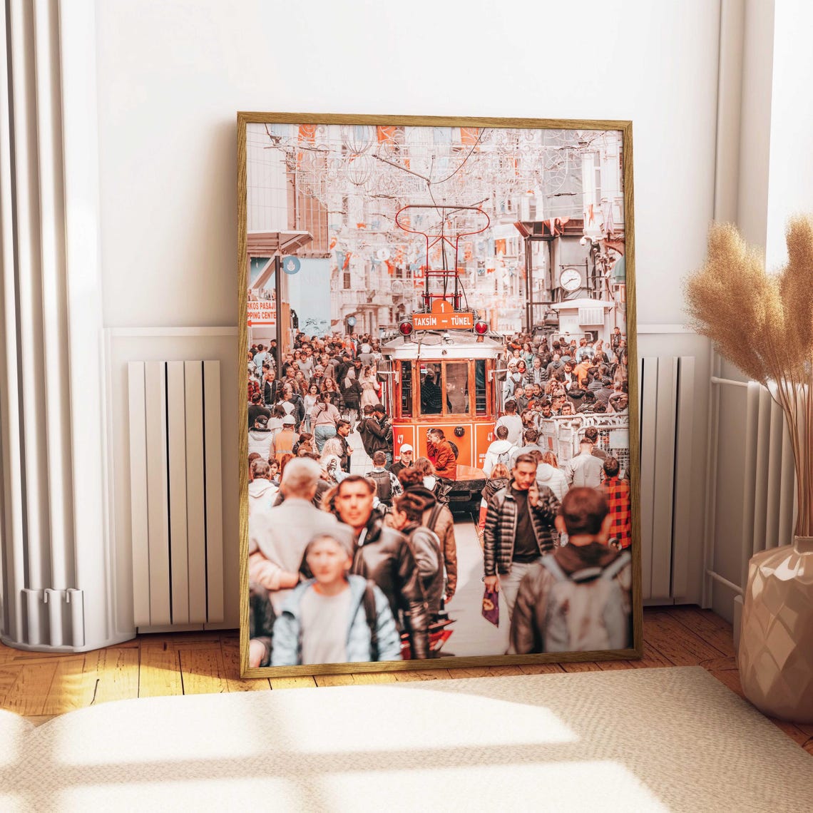 Istanbul Street Photography Print Red Tram In Taksim Wall Art Vibrant Cityscape Decor Travel Wall Art For Living Room Or Office - Image 5
