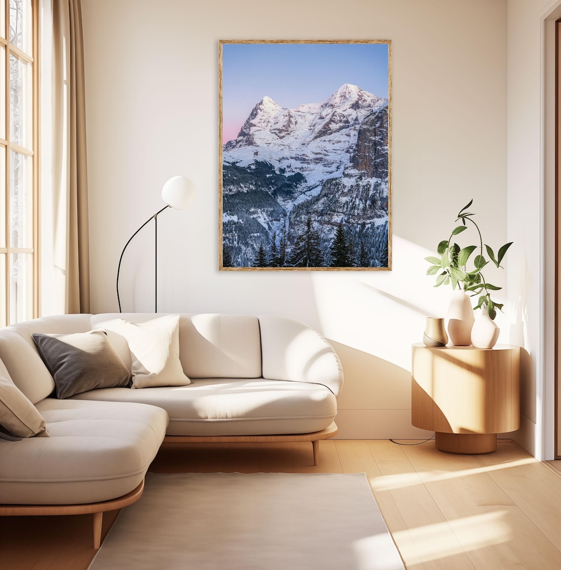 Snowy Swiss Alps Mountain Peaks Pink Dawn Winter Photography Poster - Image 3