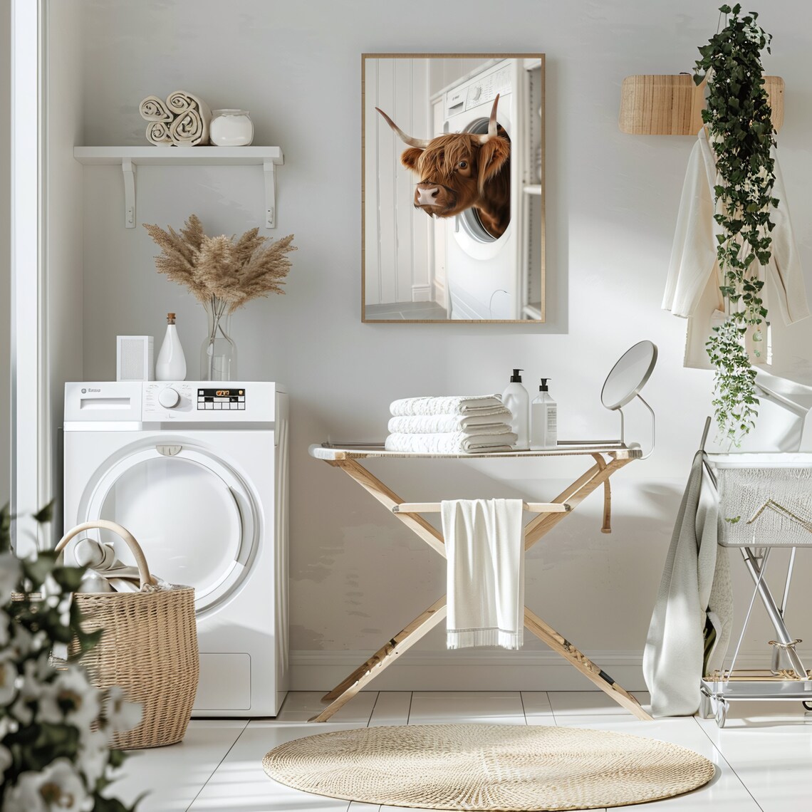Highland Cow Laundry Art Print, Funny Utility Room Decor - Image 2