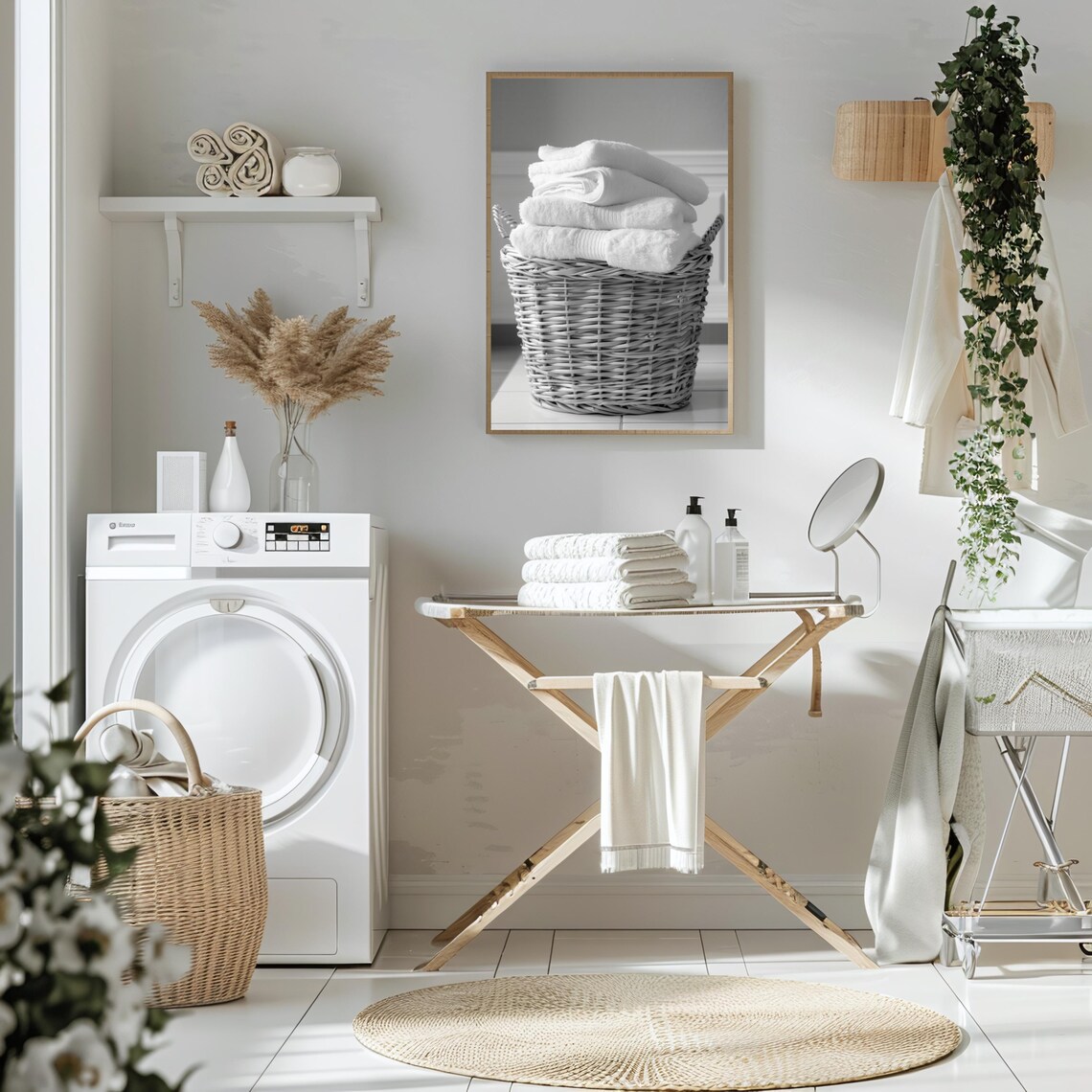 Basket of Fluffy Towels Laundry Room Art Print - Image 3