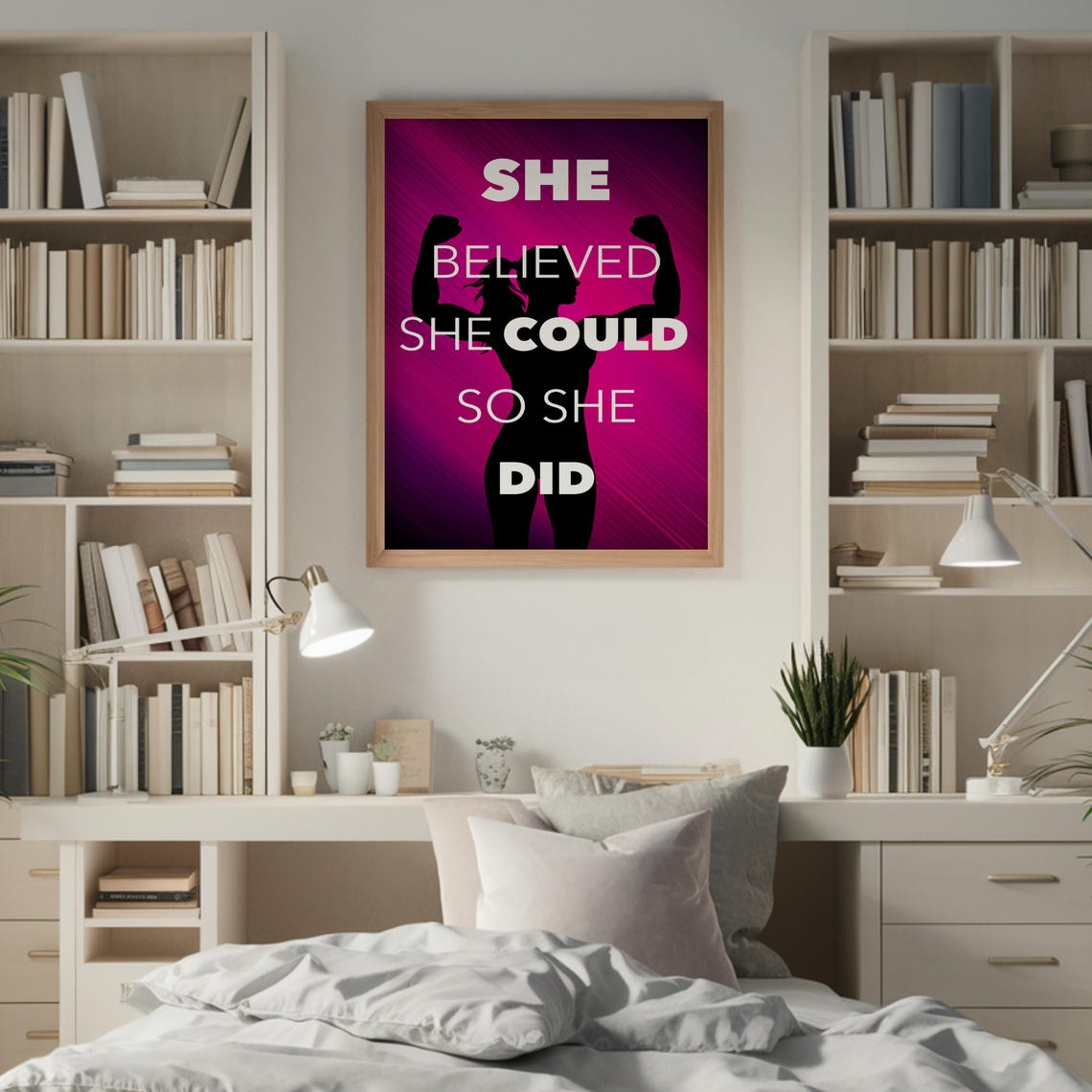 She Believed She Could So She Did Magenta Strength Quote Poster - Image 3