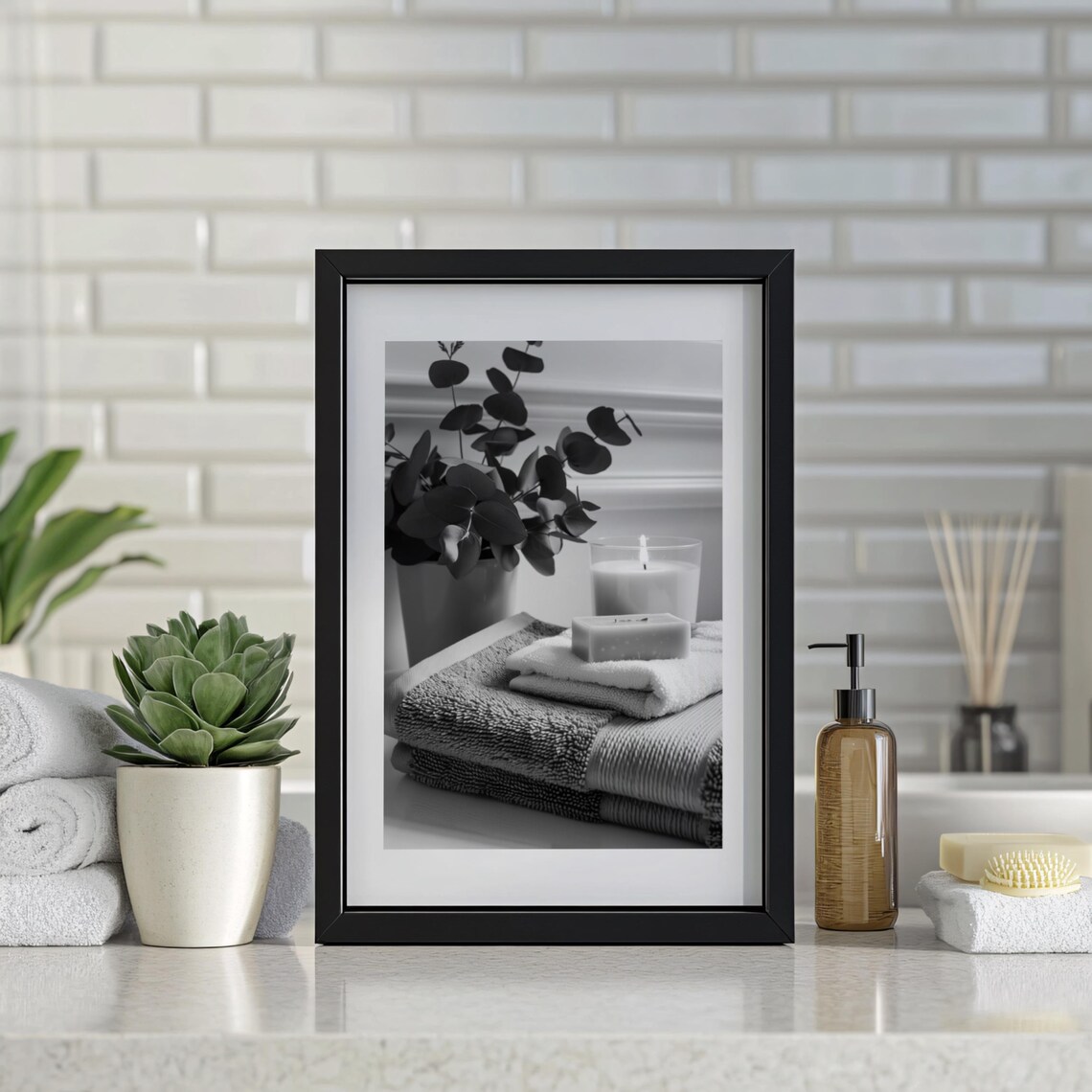 Relaxing Bathroom Minimalist Spa Wall Art Print - Image 2