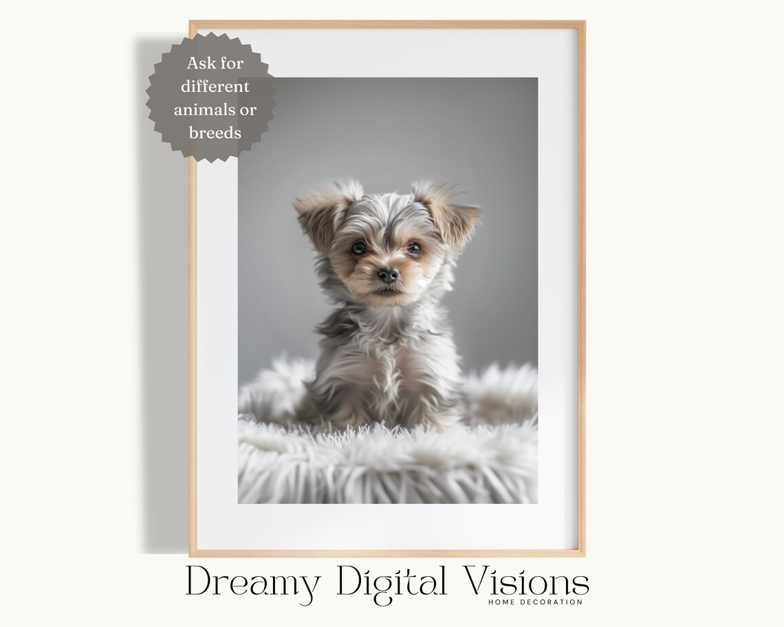 Cute Puppy Nursery Art Soft Neutral Baby Dog Wall Poster For Kids