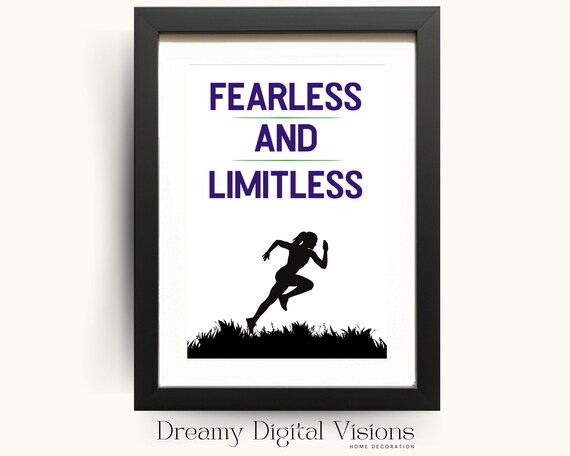 Fearless and Limitless Runner Silhouette Motivational Poster