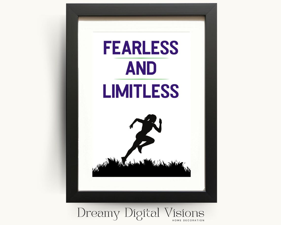 Fearless and Limitless Runner Silhouette Motivational Poster