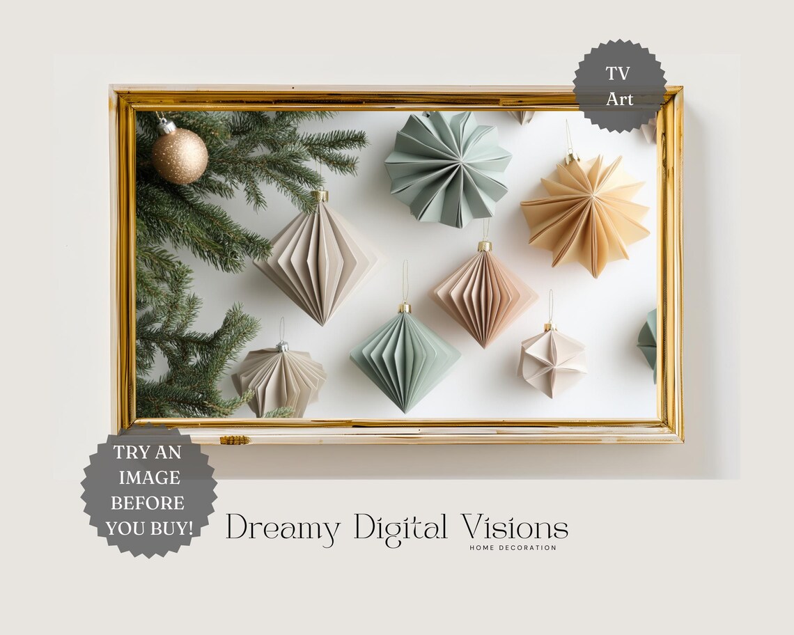 Minimalist Pastel Paper Christmas Ornaments Origami Holiday Poster