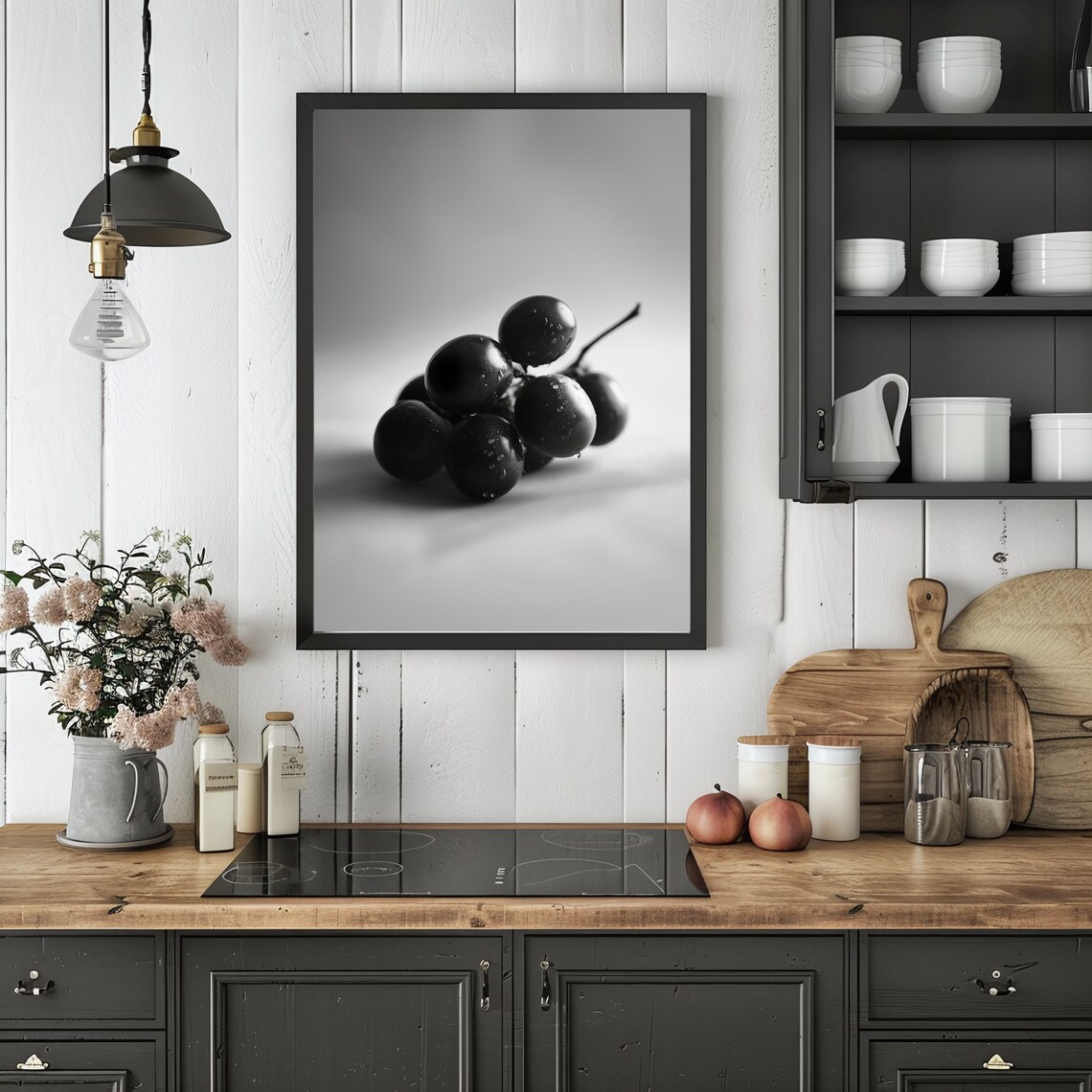 Grapes Kitchen Print Modern Kitchen Decor Food Poster Fruit Wall Art Minimalistic Wall Art - Image 3