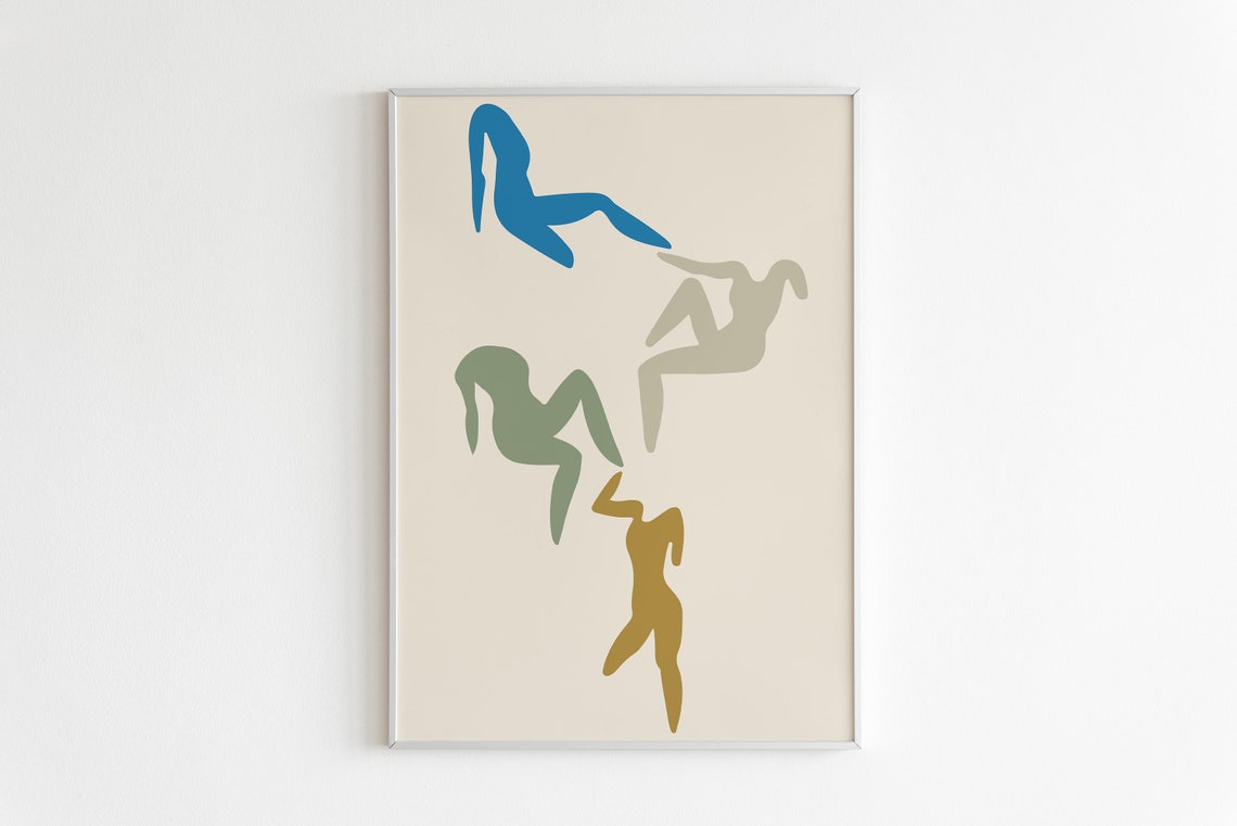 Matisse Style Colorful Dancing Figures Abstract Modern Art Poster