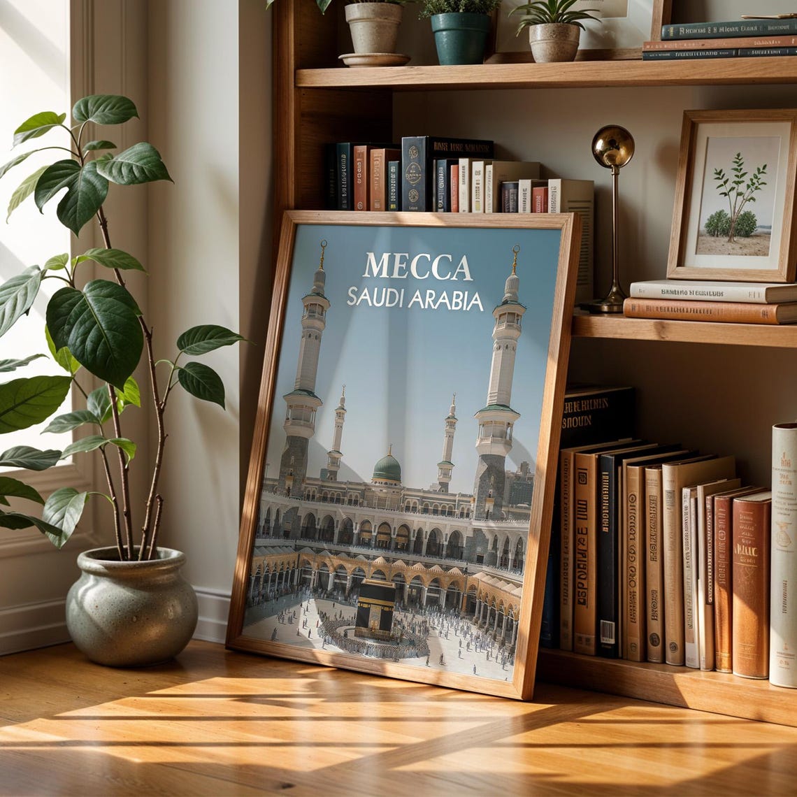 Mecca Saudi Arabia Holy Mosque Minarets Grand Kaaba Travel Poster