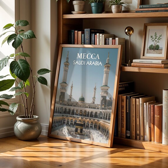 Mecca Grand Mosque Print Vibrant Saudi Arabia Cityscape