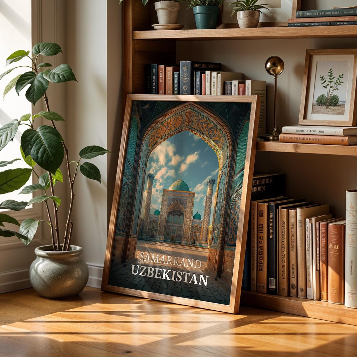 Ancient Samarkand Uzbekistan Blue Dome Mosque Archway Travel Poster