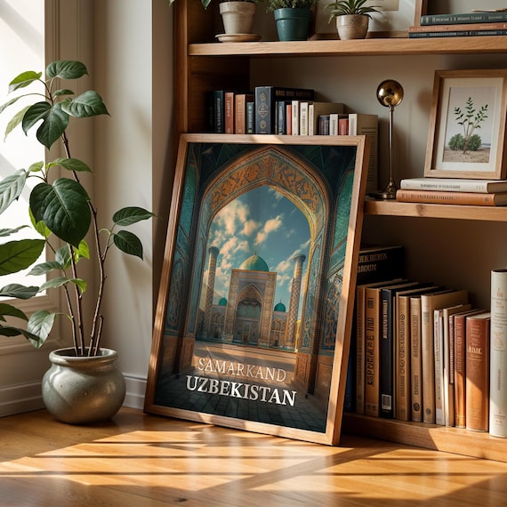 Samarkand Uzbekistan Print Registan Square Cityscape Wall Art