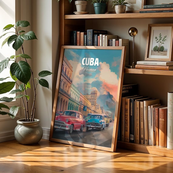 Vintage Havana Print Colorful Cityscape Wall Art