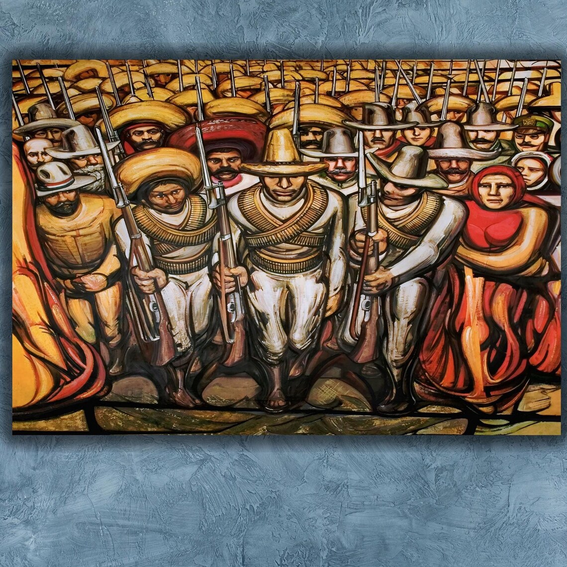 Diego Rivera Mexican Revolution Soldiers Mural Painting History Poster