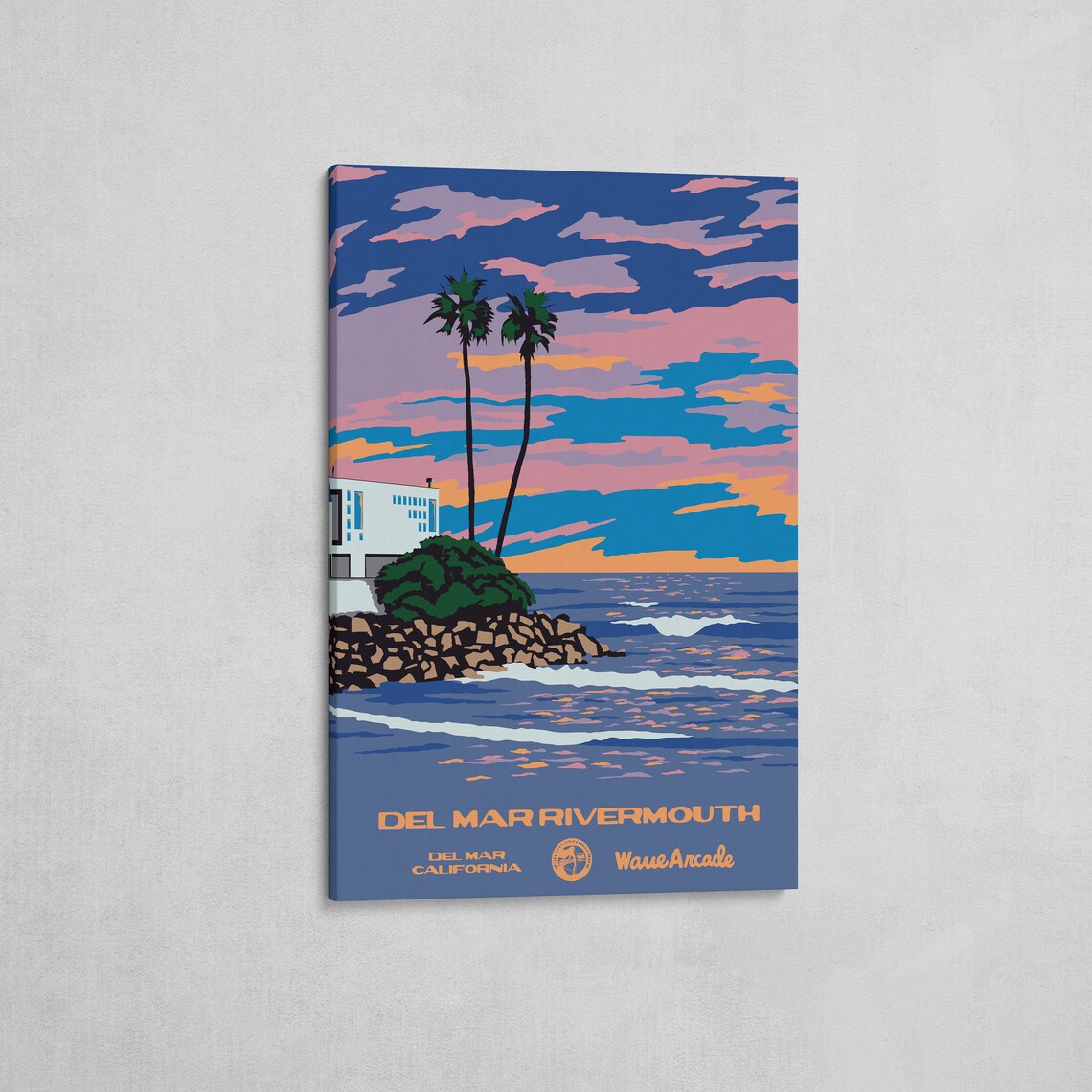 Del Mar Rivermouth Surf Spot California Palms Sunset Waves Poster - Image 2