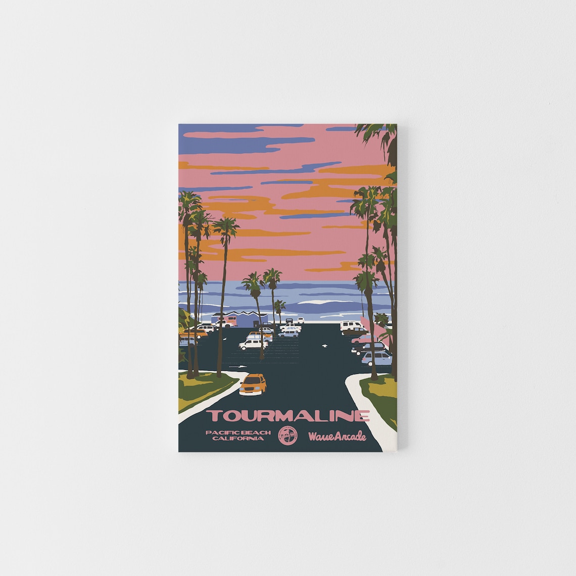 Tourmaline Pacific Beach Palm Sunset Travel Poster California