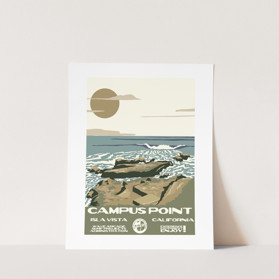 Copy Campus Point Isla Vista Ca Surf Poster National Parks Style