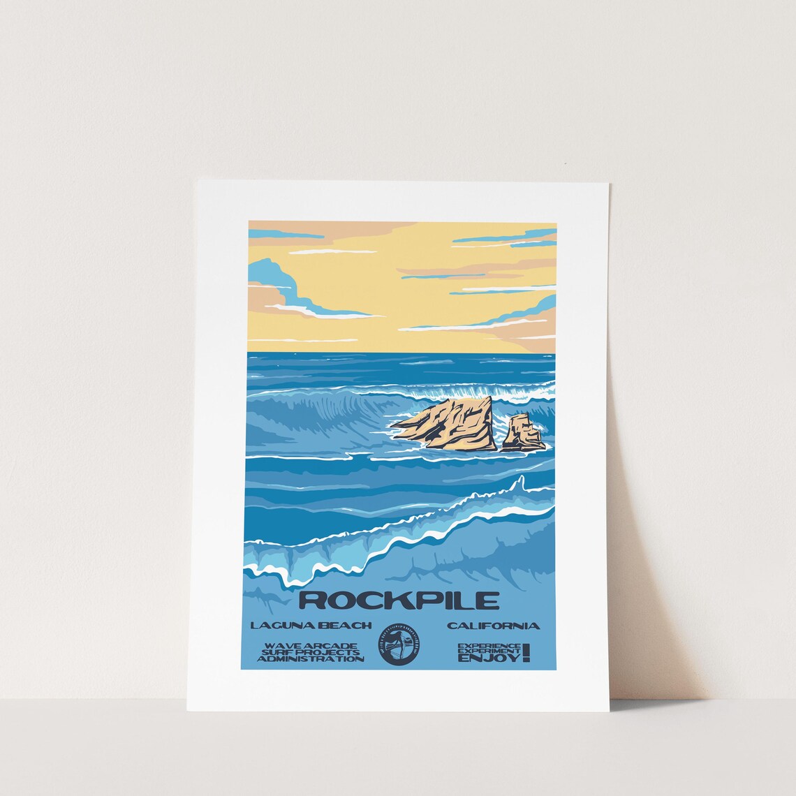 Copy Rockpile Laguna Beach Ca Surf Poster National Parks Style