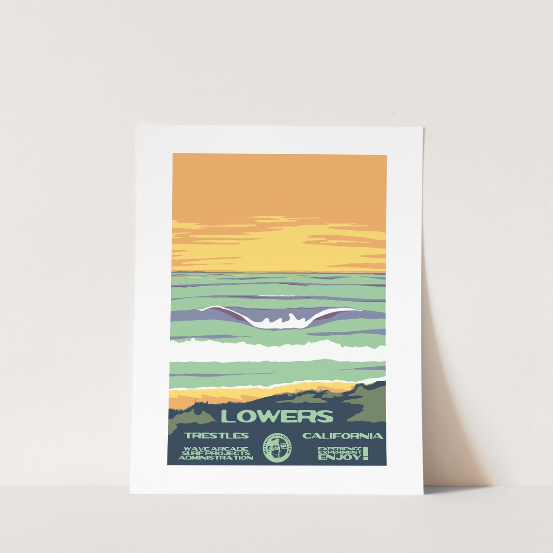 Copy Lowers Trestles Ca Surf Poster National Parks Style
