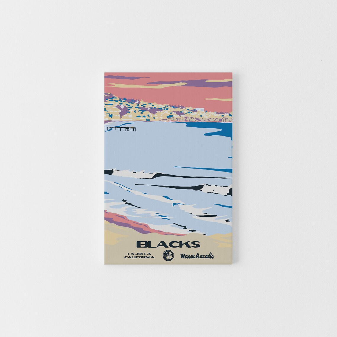 Blacks San Diego Ca Print National Parks Vintage Style Surf Art Framedunframed Coastal Print