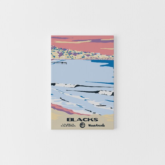 Blacks San Diego Ca Print National Parks Vintage Style Surf Art Framedunframed Coastal Print