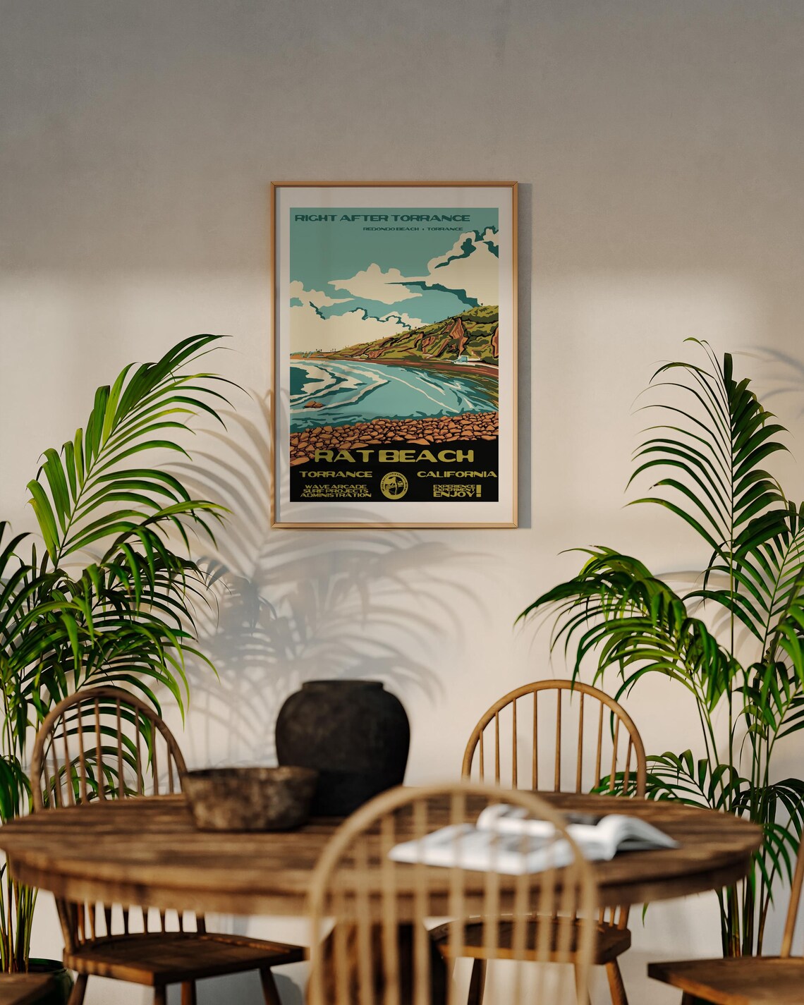 Rat Beach Torrance Redondo Beach Vintage California Surf Art Poster - Image 2