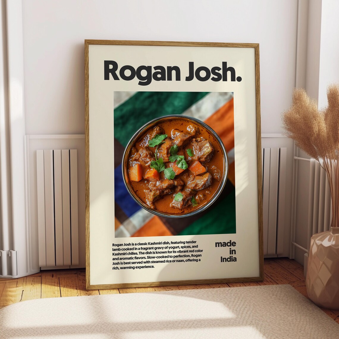 Rogan Josh Indian Curry Poster Retro Kitchen Decor Made in India Food Art