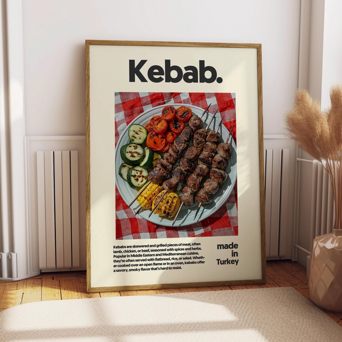 Kebab Turkish Grilled Meat Skewers BBQ Kitchen Food Decor Print