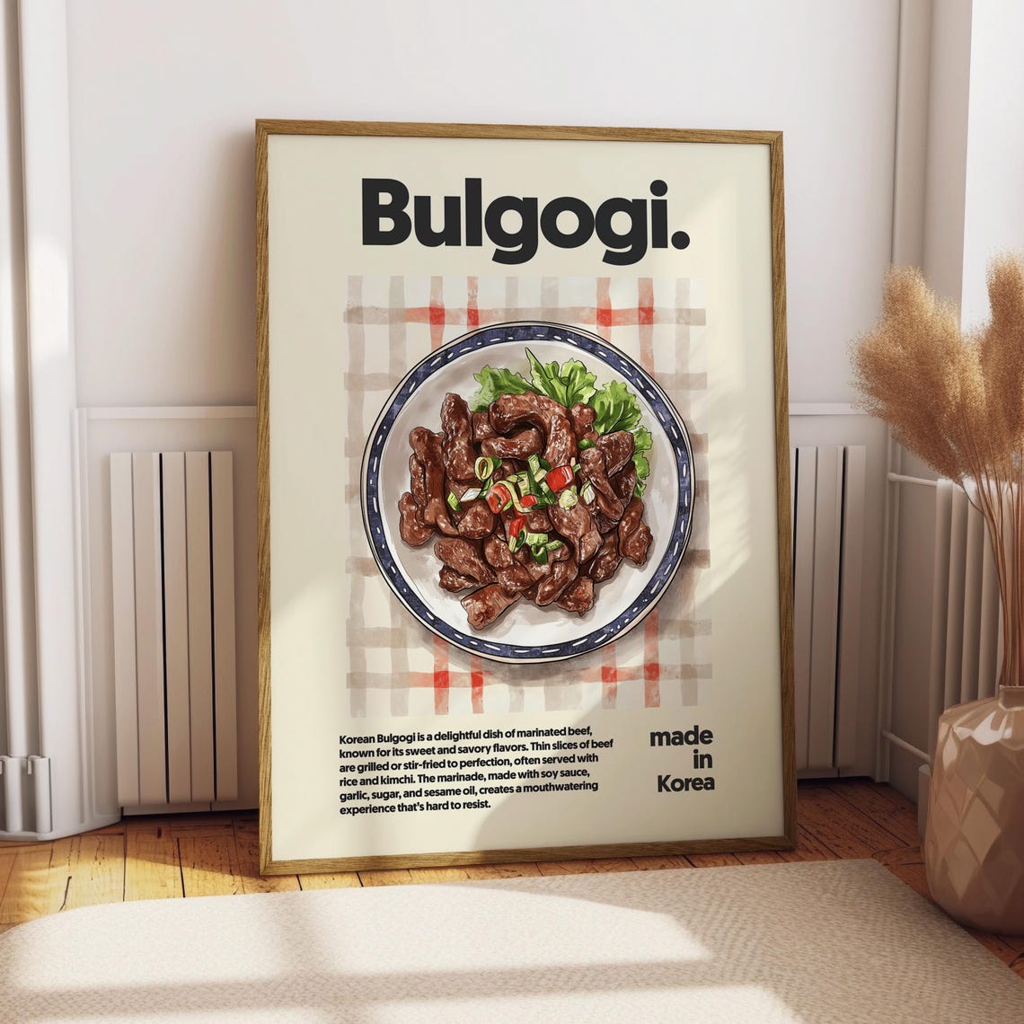 Bulgogi Korean Food Kitchen Illustration Poster Made in Korea