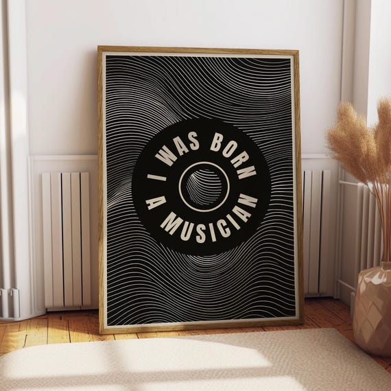 Born A Musician Print Music Poster Wall Art Trendy Decor Disco Dancing Gift For Vinyl