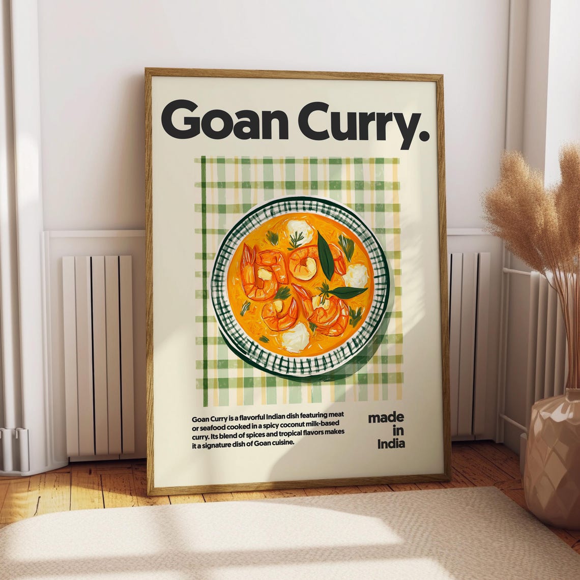 Goan Curry Indian Shrimp Dish Kitchen Illustration Food Poster