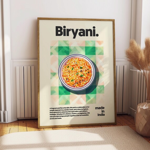 Biryani Fragrant Rice Dish Poster Bold Foodie Kitchen Decor for Cooks