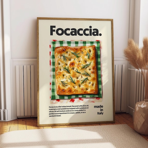 Focaccia Poster, Italian Kitchen Wall Art Print