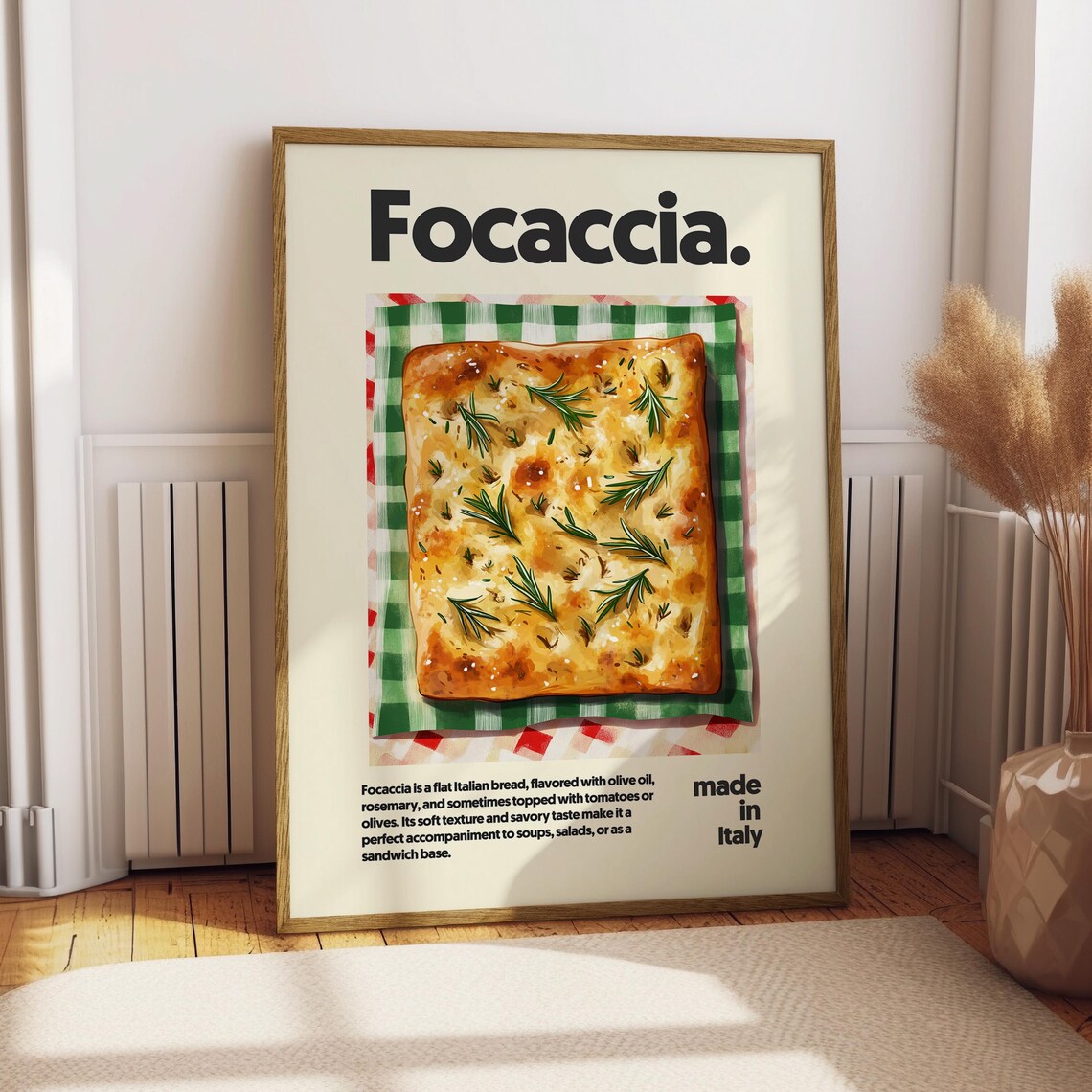 Focaccia Poster, Italian Kitchen Wall Art Print
