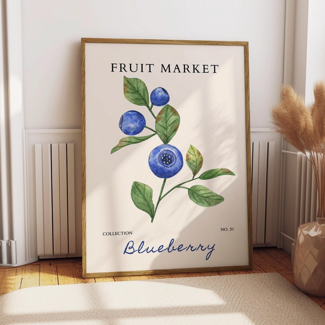 Blueberry Fruit Market Poster, Kitchen Decor Print